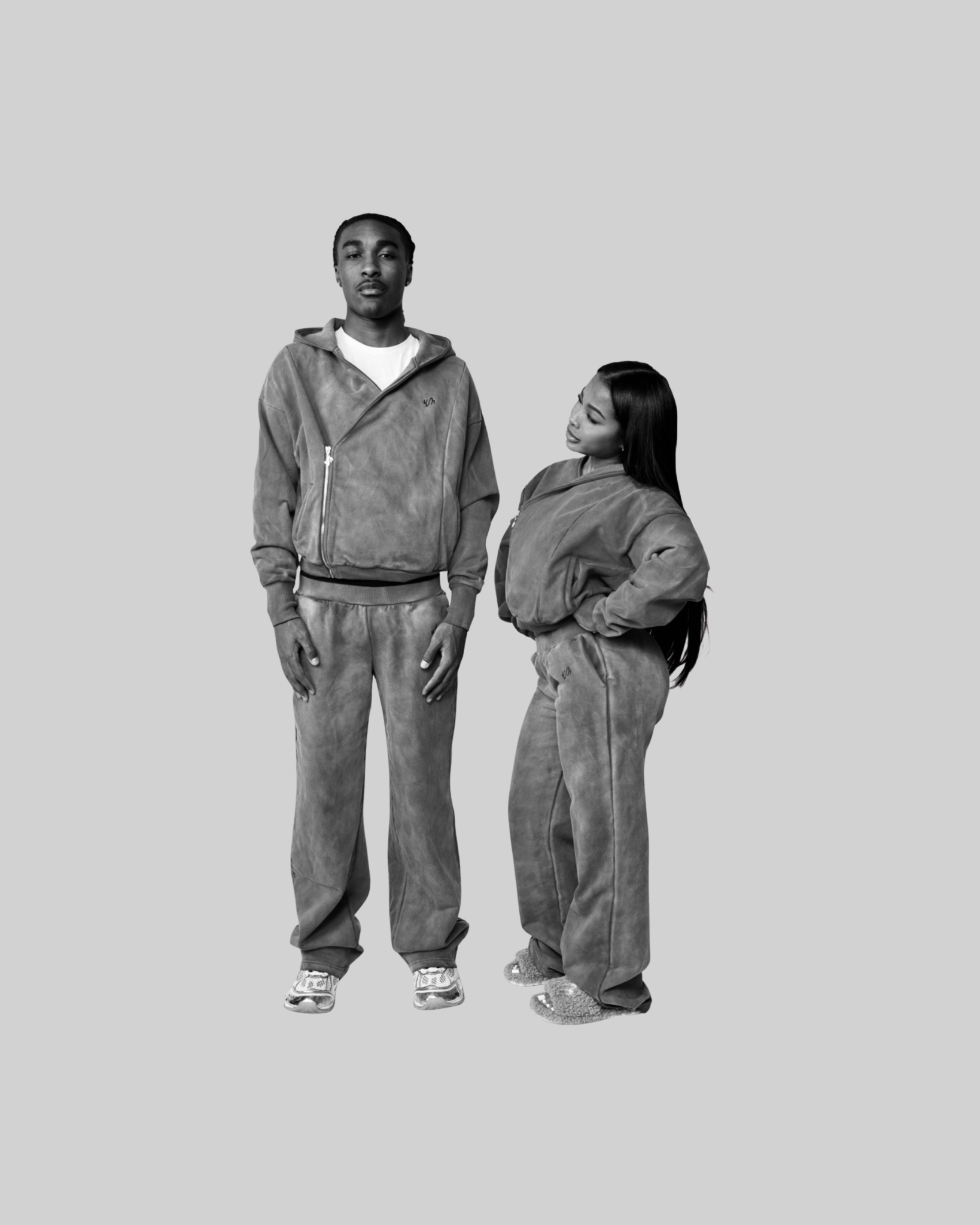 UNISEX ASYMMETRICAL ACID WASH ZIP UP JACKET (BLACK)