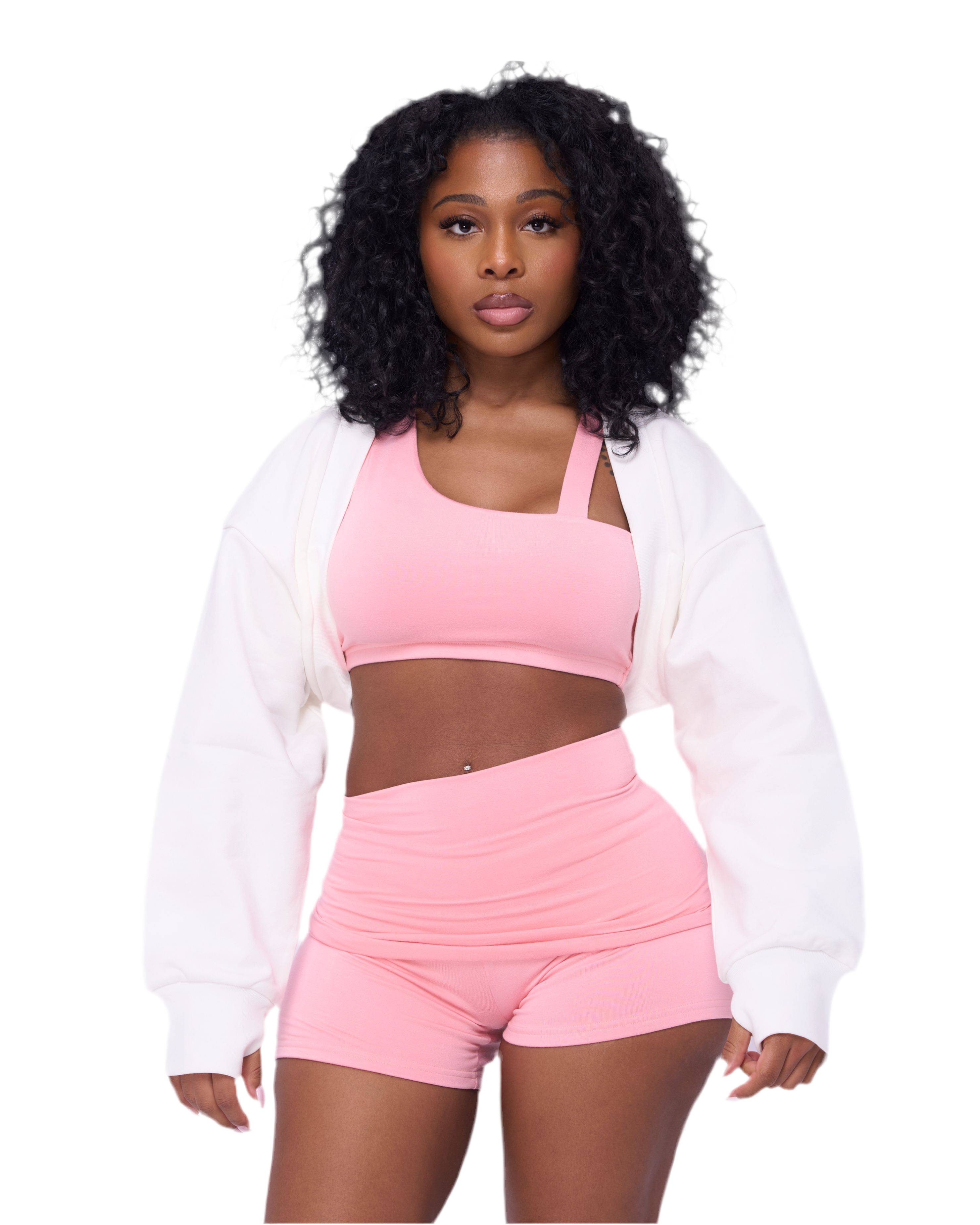 OVERSIZED CROPPED GYM SHRUG (WHITE)