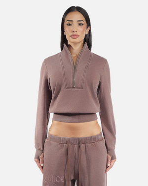 QUARTER ZIP AIR-FORCE PULLOVER (BROWN)