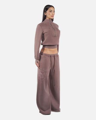 QUARTER ZIP AIR-FORCE PULLOVER (BROWN)