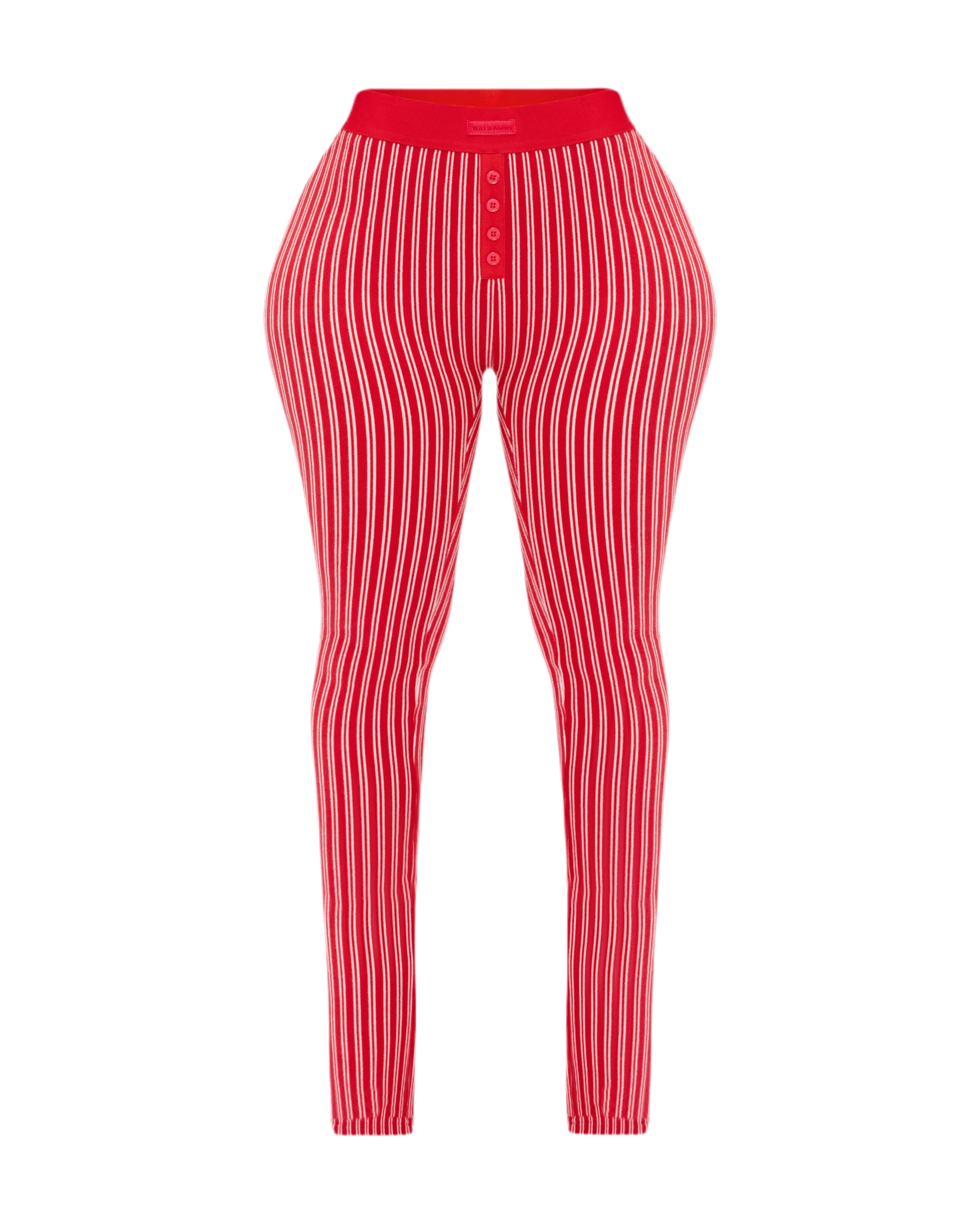 STRIPED THERMAL FLARE PANTS (RED)