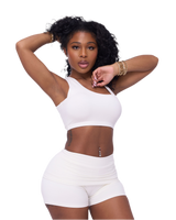 SEAMLESS MINI FOLD OVER SHORTS (WHITE)