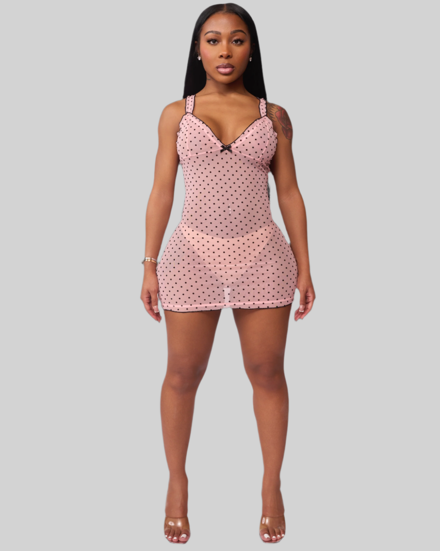 BUSTIER NIGHT CAP MINI DRESS (BABY PINK)