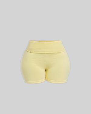 BASICS SEAMLESS MINI FOLDOVER SHORTS (BUTTER)