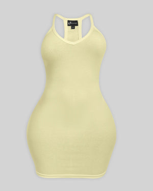 BASICS RIBBED TANK MINI DRESS (BUTTER)