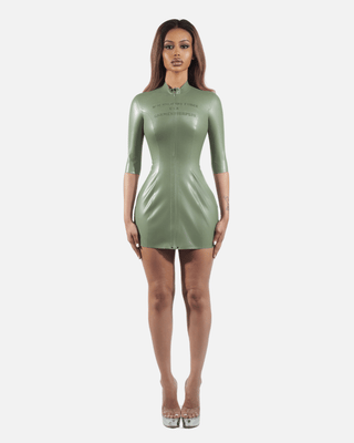 SURPLUS MINI LATEX ZIP DRESS (ARMY GREEN)