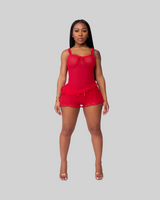 LOVE ME NOT SCALLOPED MESH TOP (CHERRY) thumbnail 5