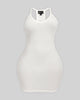 BASICS RIBBED TANK MINI DRESS (WHITE)