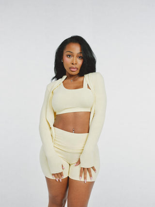 BASICS SEAMLESS MINI FOLDOVER SHORTS (BUTTER)